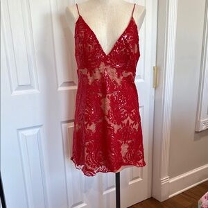 Red Lace Mini Dress